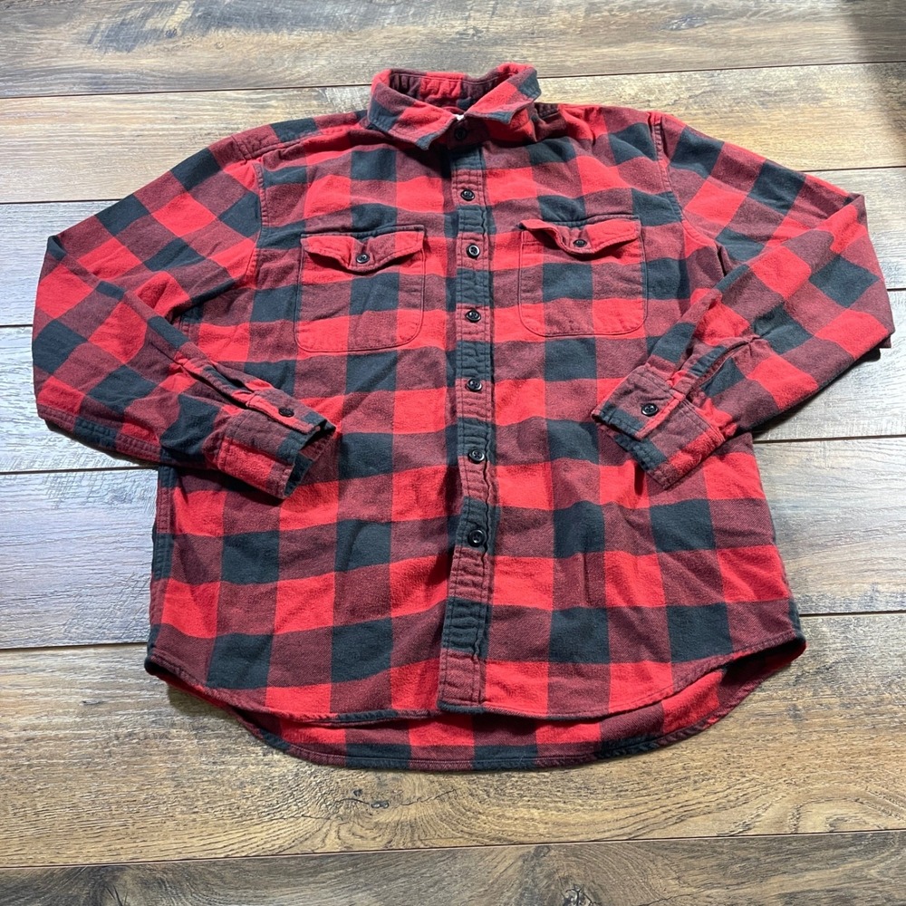American Eagle Womens Red Black Buffalo Plaid Flannel Button Down Shirt Size M